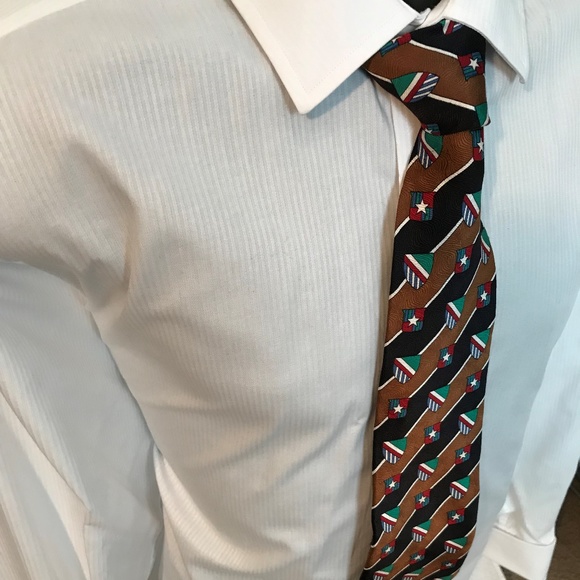 OSCAR DE LA RENTA SHEILDS & STRIPES NECK TIE - Picture 3 of 7